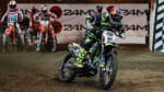 Jonny walker riding on dirt track on Triumph TF 450-E at Superenduro