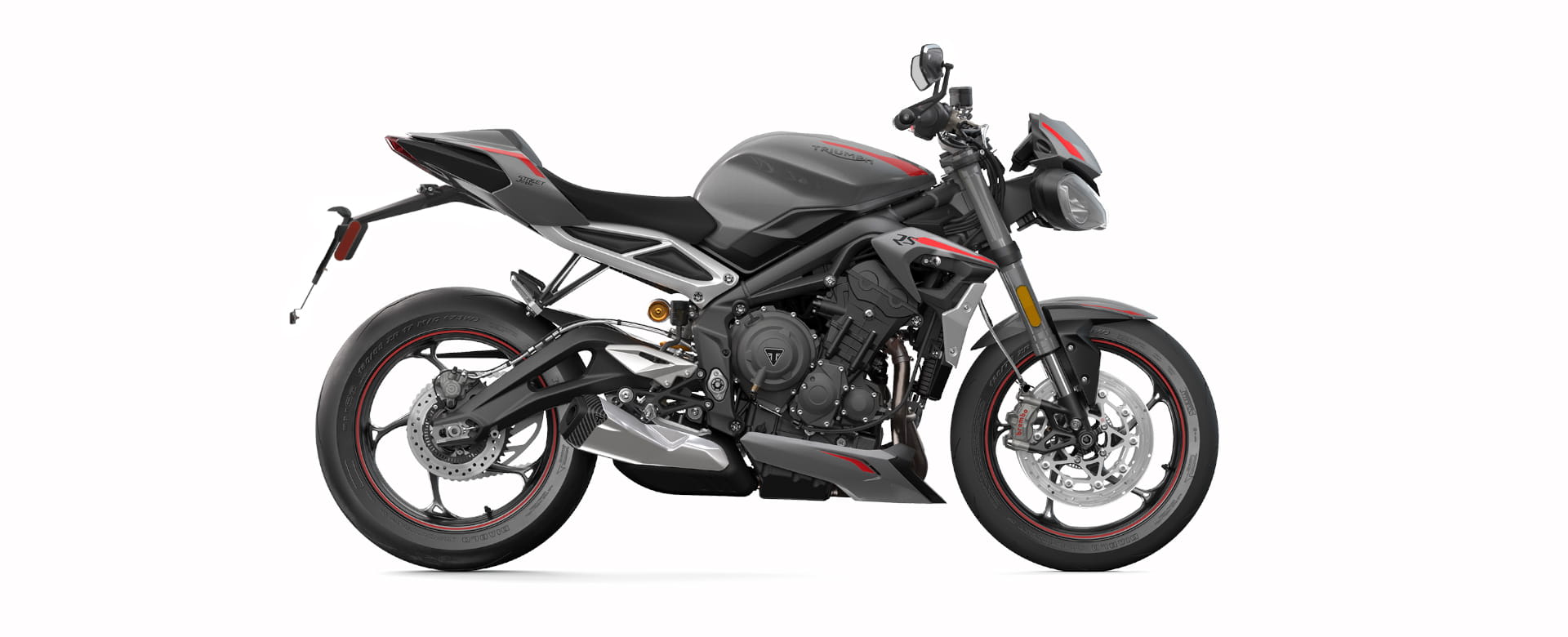 Triumph Street Triple RS with style accessory pack on a white background