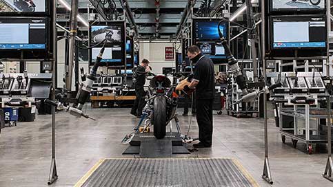 Triumph factory visitor experience assembly line
