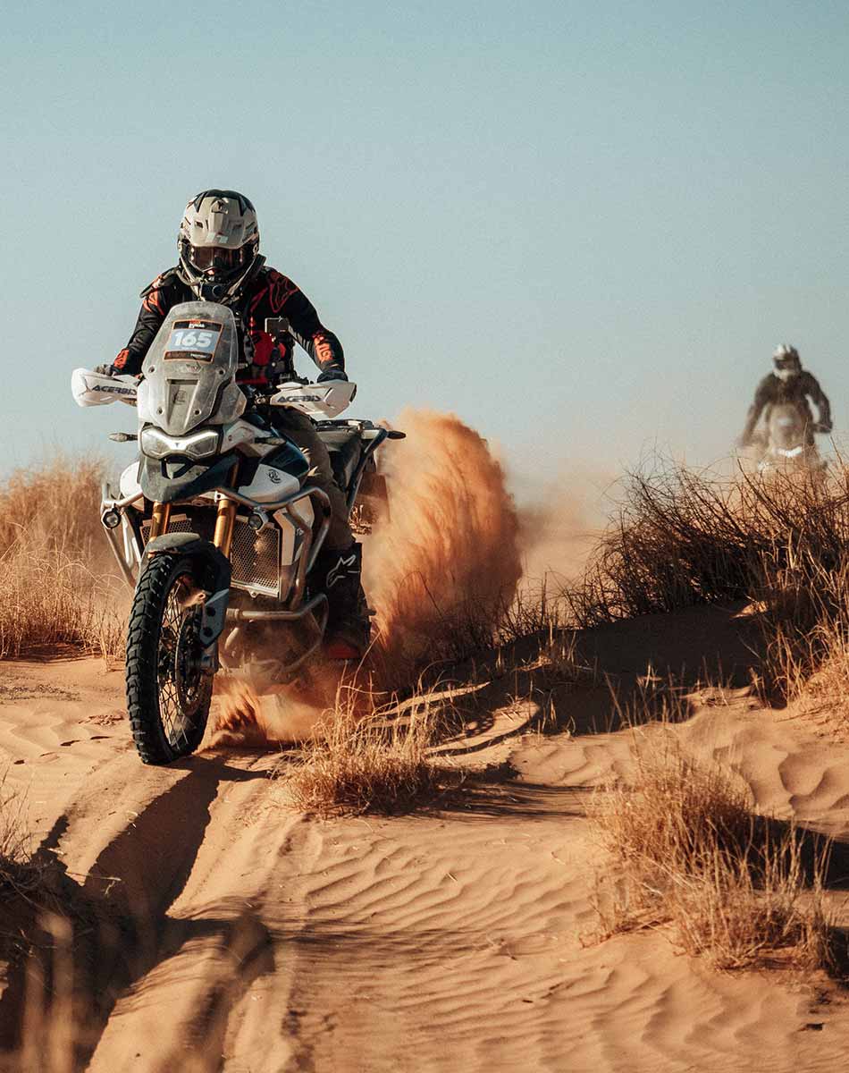 Ivan Cervantes Riding a Triumph Tiger 900 Rally Pro the 100 Dunas Raid in Morocco