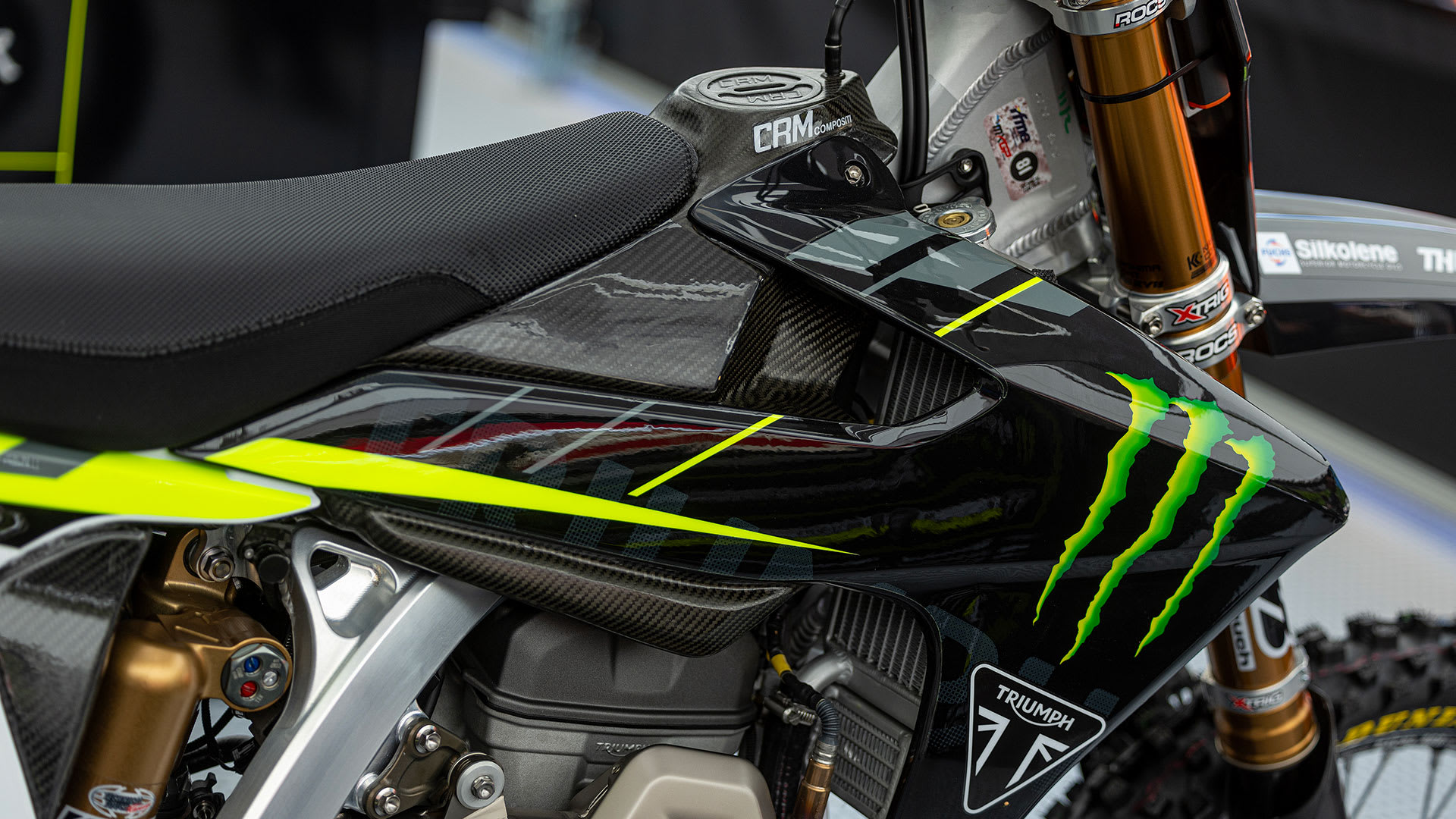 TF-250X close up Monster Energy logo on bike