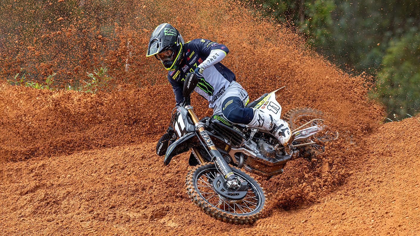 Monster energy triumph racing riders compete in thor riding off road 