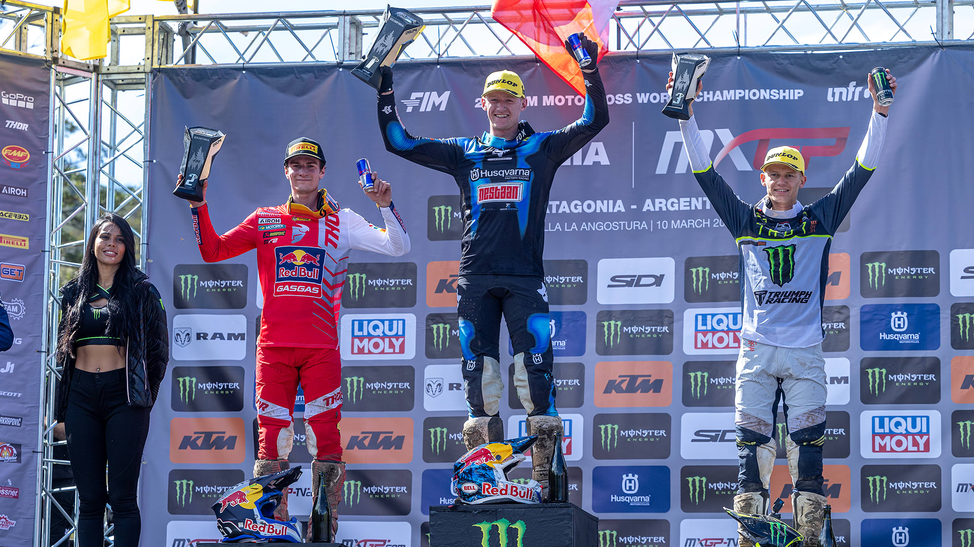MXGP Round One Podium with Monster Energy Triumph Racing's Mikkel Haarup in third place