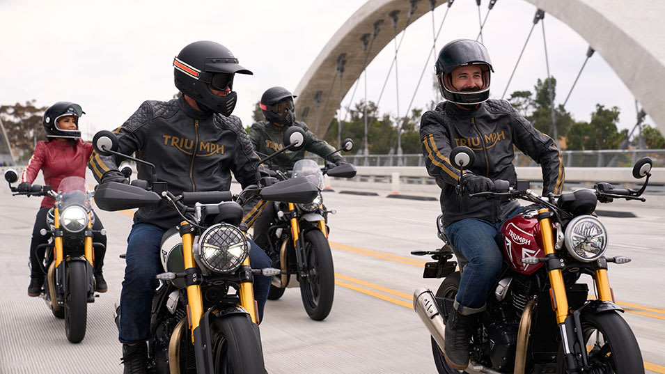 Triumph T-Series family static shot with riders 