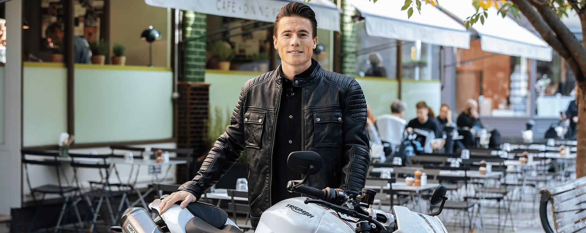 James Toseland stood with Triumph Speed Triple