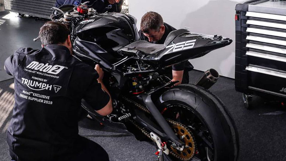 Moto2 engine testing at Valencia race track