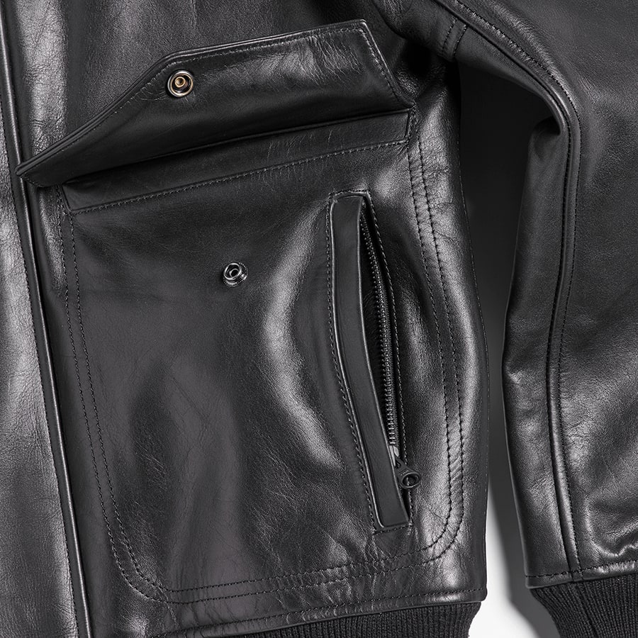 Bexton Leather Flight Jacket Black
