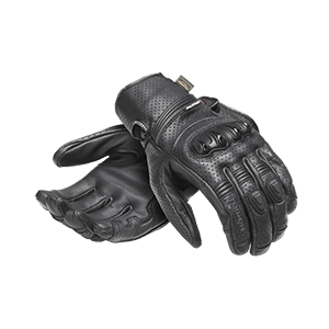 Jansson Perforated Leather Gloves in Black