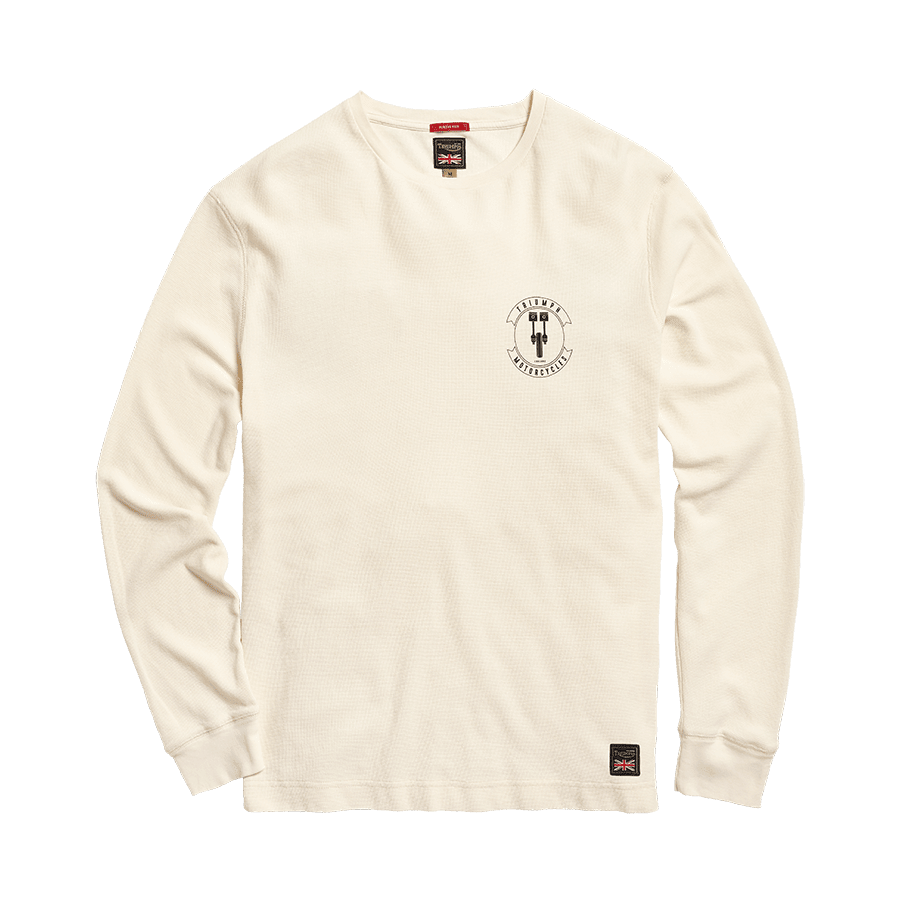 LTLS20112 White Long Sleeved T-Shirt with a Triumph Motorcycle Crest 