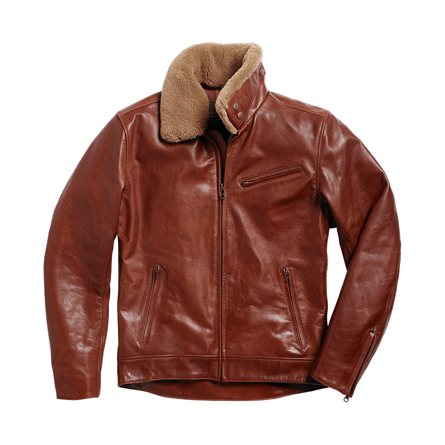 Harlow Shearling Collar Leather Jacket Tan