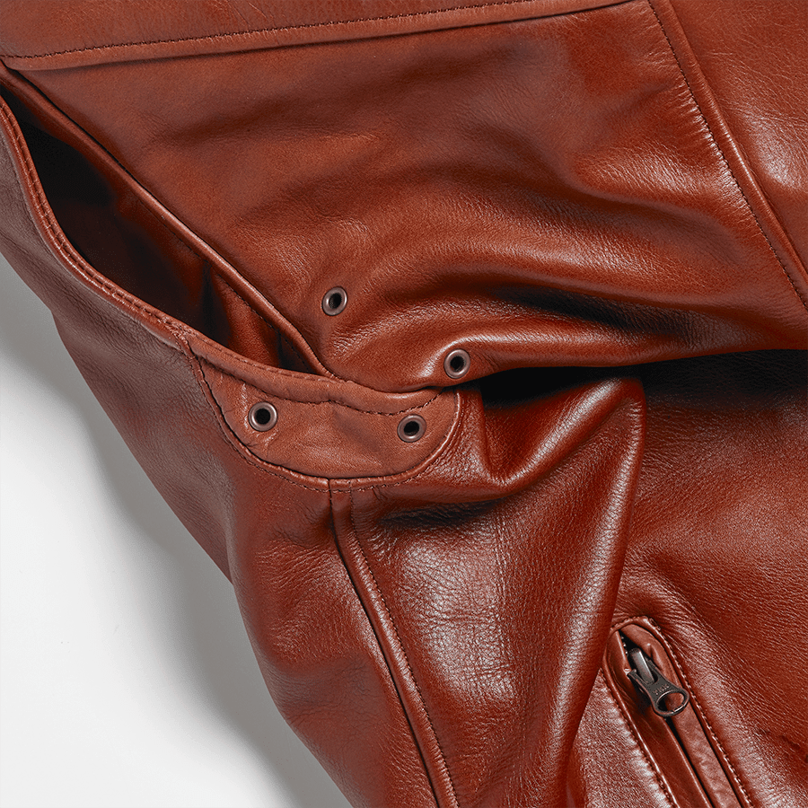 Harlow Shearling Collar Leather Jacket Tan