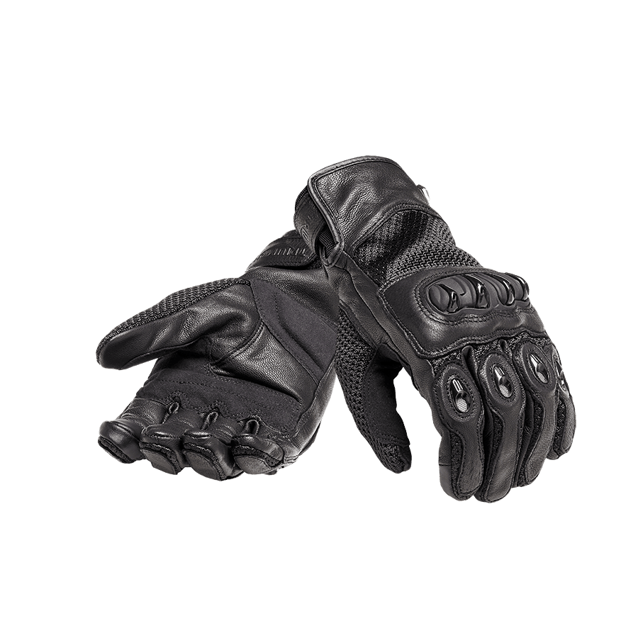 Harpton Motorradhandschuhe aus Leder, Schwarz