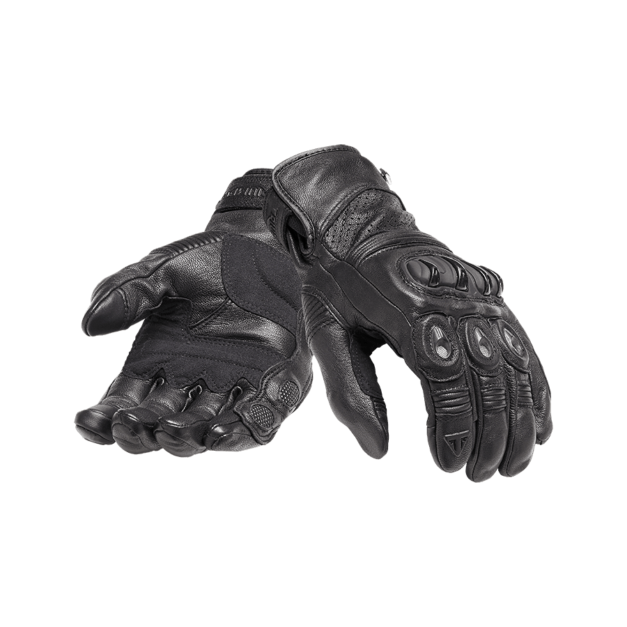Brookes Black Leather Motorcycle Gloves