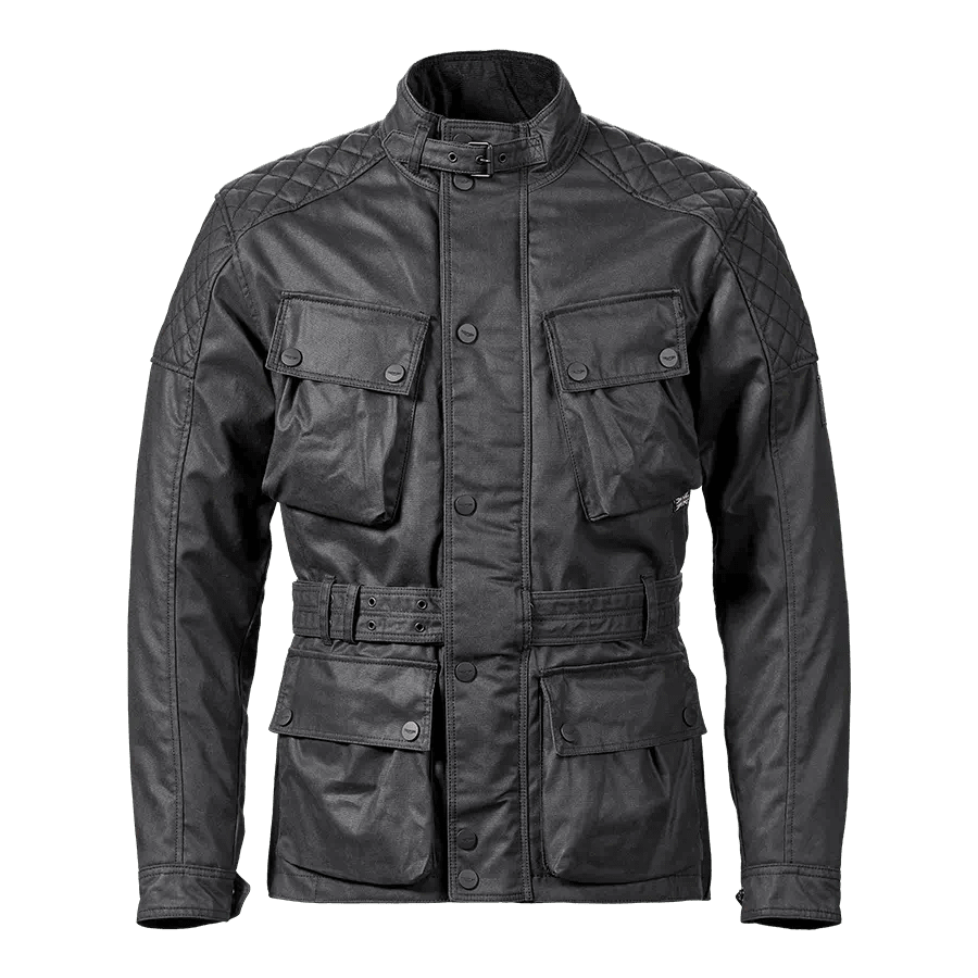 Beck 2 Wax Cotton Motorcycle Jacket in Black