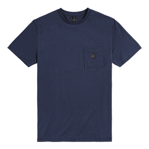 Ditchling Pocket T-Shirt mit Rückenprint Logo, Blau