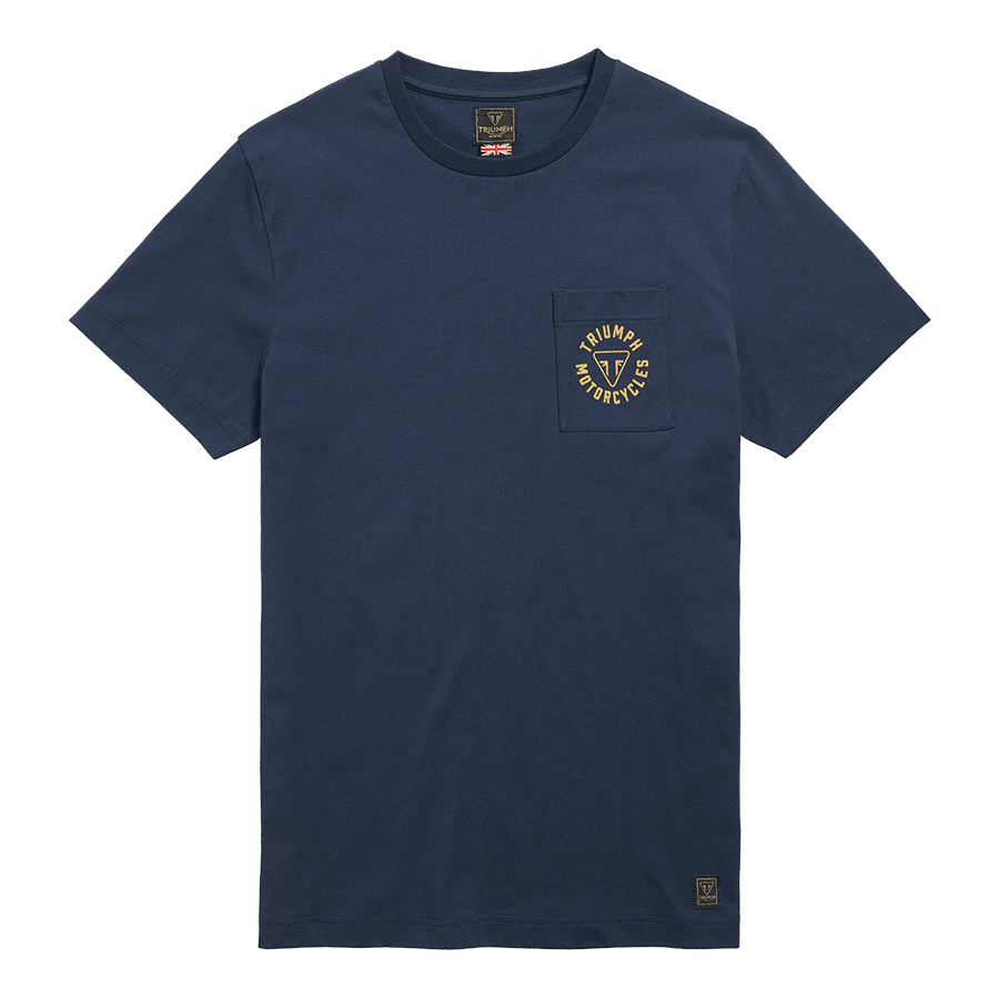 Newlyn Back Print Chest Pocket Tee in Navy