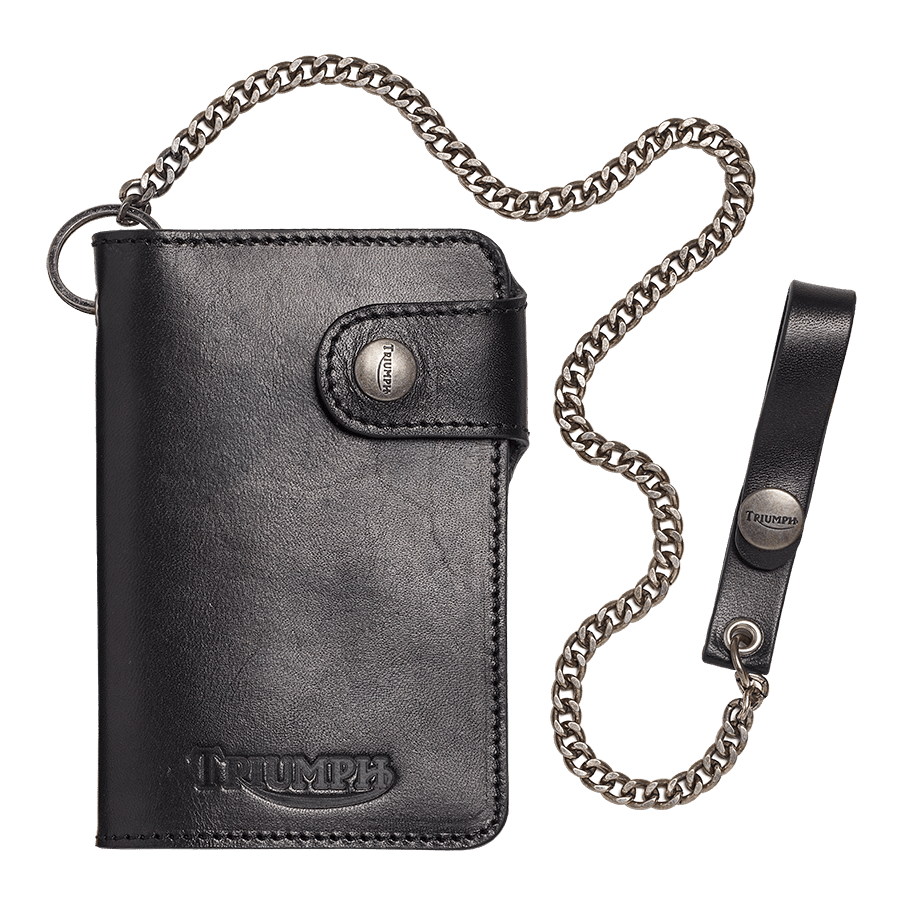 Chained Black Wallet Front flat shot