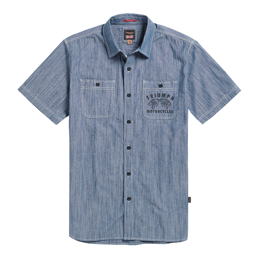 Peckleton Short Sleeve Chambray Shirt Blue