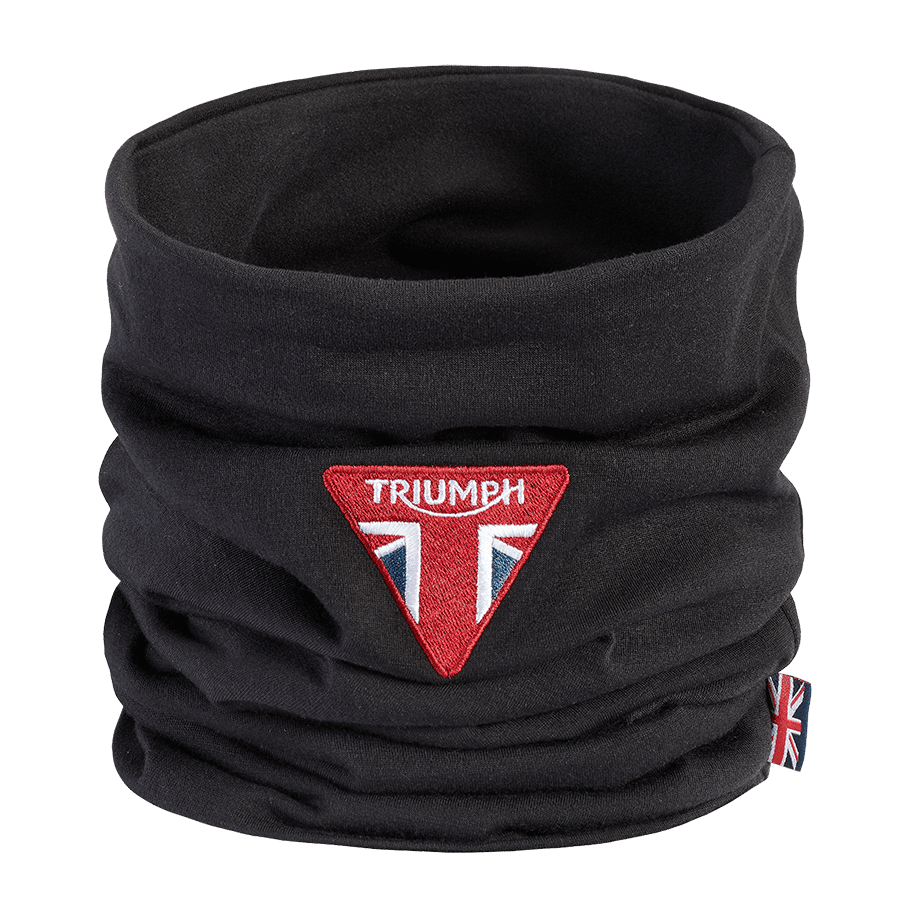 Triumph Motorcycle Adventure Clothing Canon Neck Tube Black Front Flat Shot