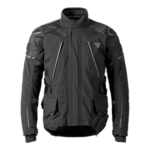 Triumph Motorcycle Adventure Clothing Alder GTX Jacket Black Front Flat Shot