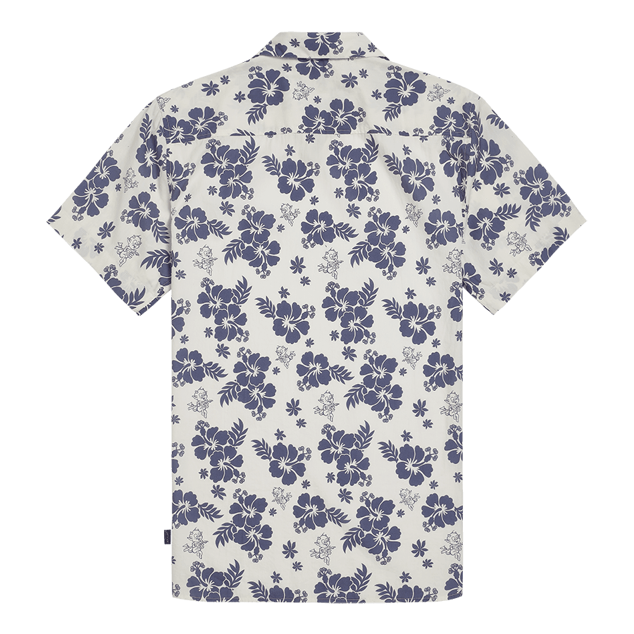 Camp Short Sleeve Printed Shirt in Bone and Blue