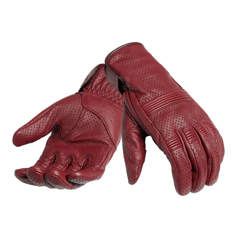 Cali Perforated Leather Glove in Burgundy