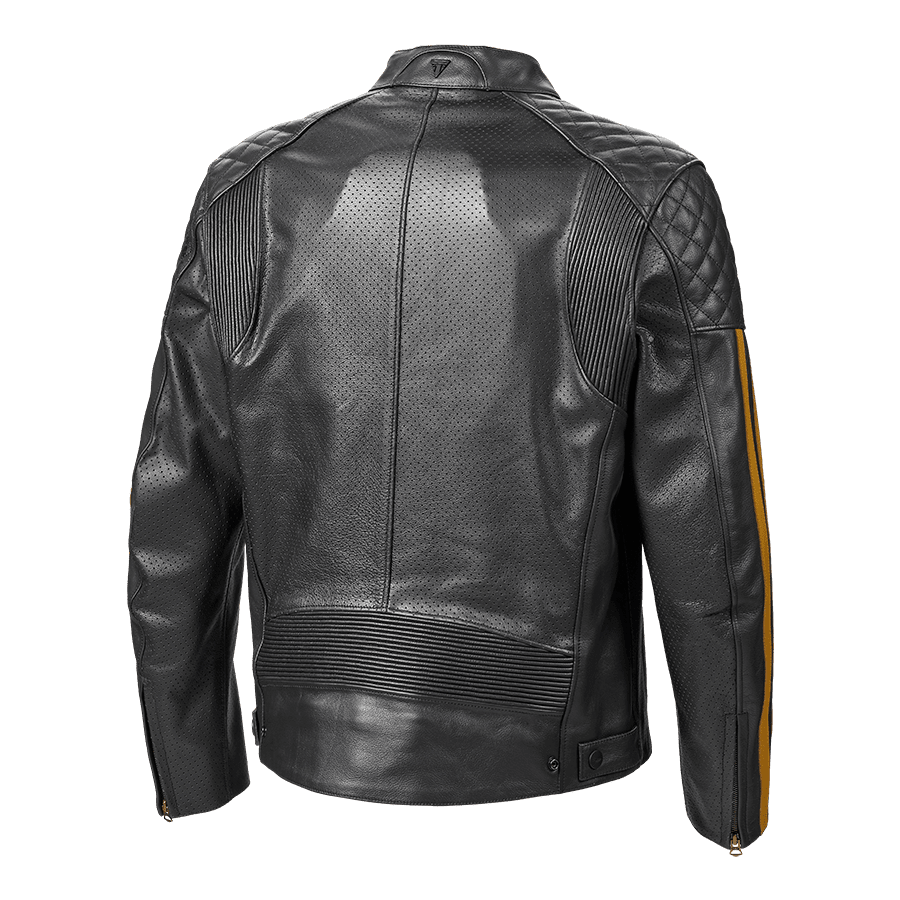Braddan Air Racing Leather Jacket in Black and Gold