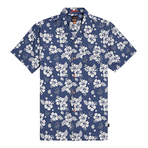 Camp Short Sleeve Printed Shirt in Blue and Bone