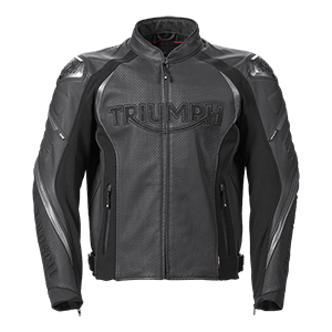 Triple Perforated Leather Jacket in Black