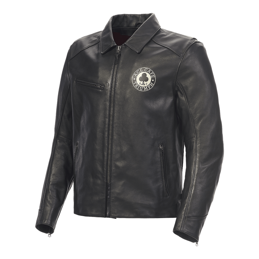 Ace Cafe Motorcycle Leather Jacket in Black