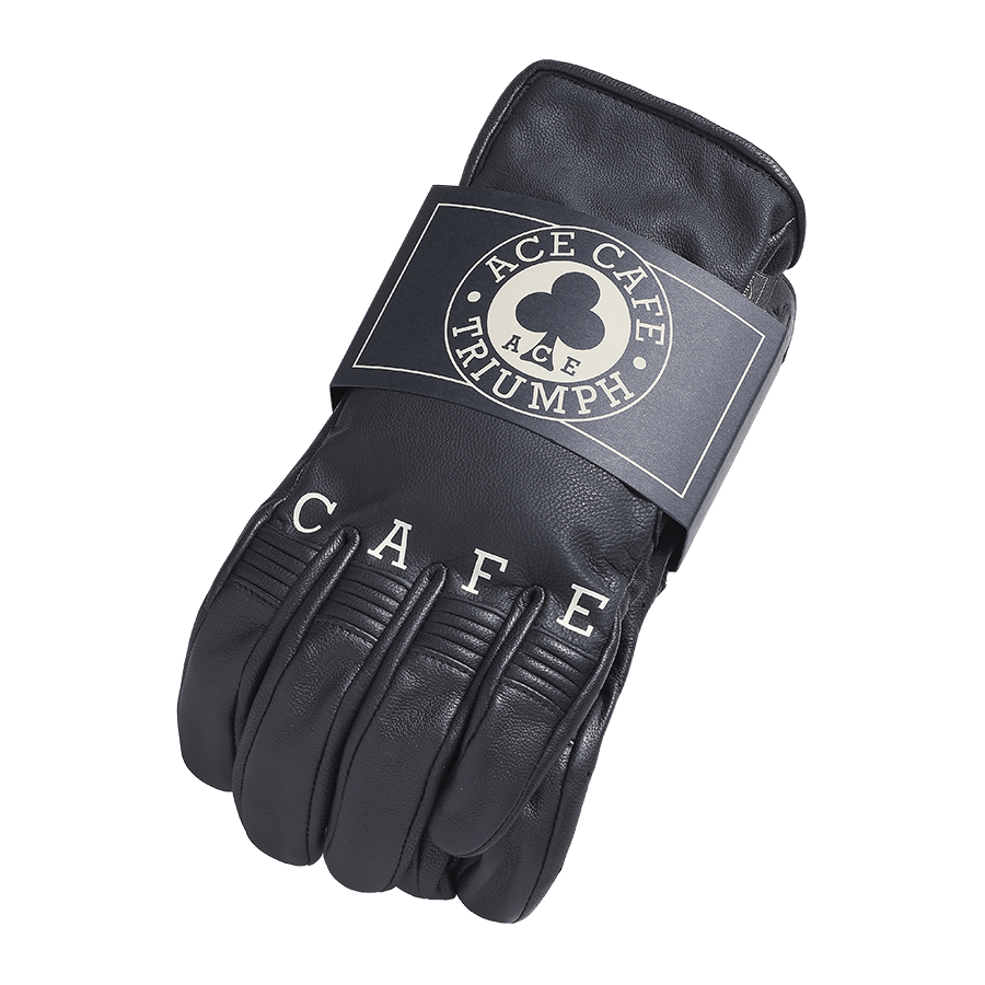 Ace Cafe Motorcycle Leather Gloves in Black