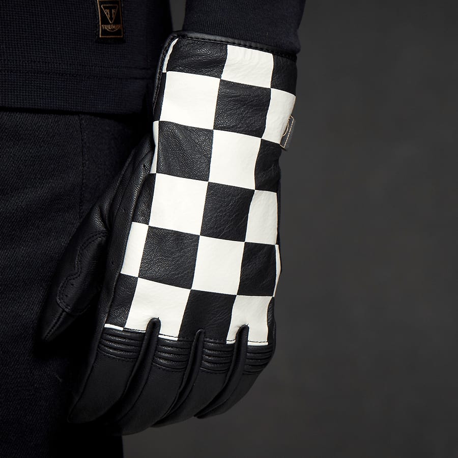 Checkerboard Leather Glove in Black and White
