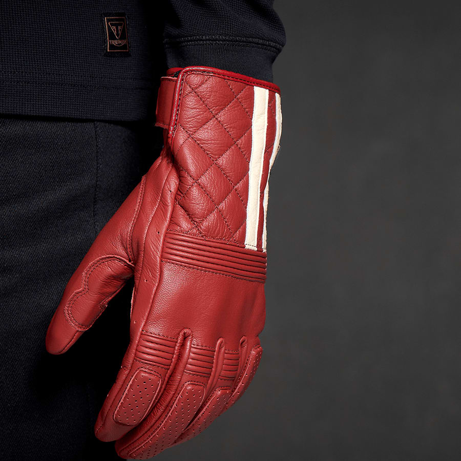 Sulby Leather Glove in Red with Bone Stripe