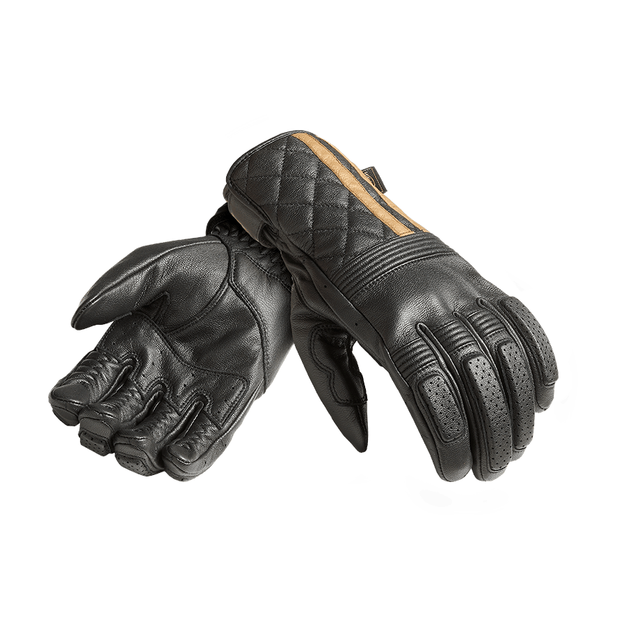 Sulby Leather Glove in Black with Gold Stripe