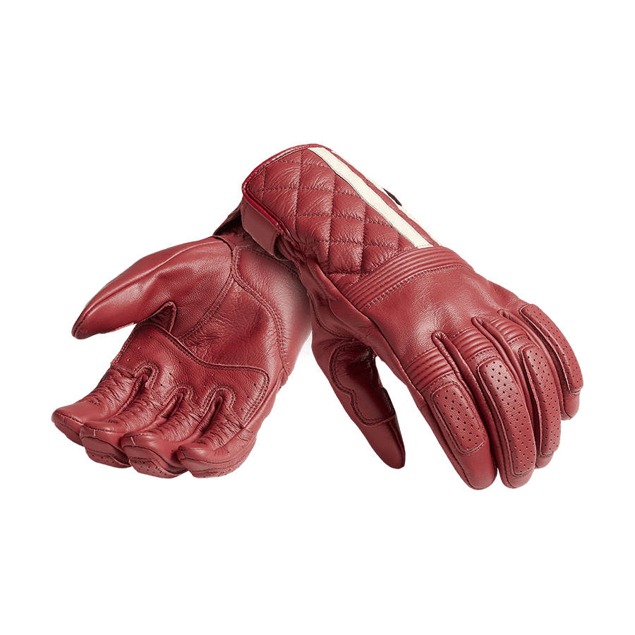 Sulby Lederhandschuhe in Rot mit elfenbeinfarbenem Streifen