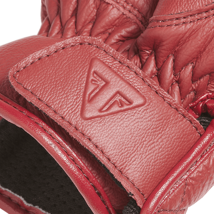 Sulby Lederhandschuhe in Rot mit elfenbeinfarbenem Streifen