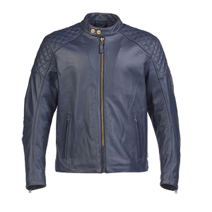 Braddan Leather Jacket in Blue