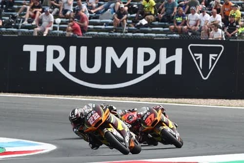 Motorbike race with Triumph Sponsorship in the background
