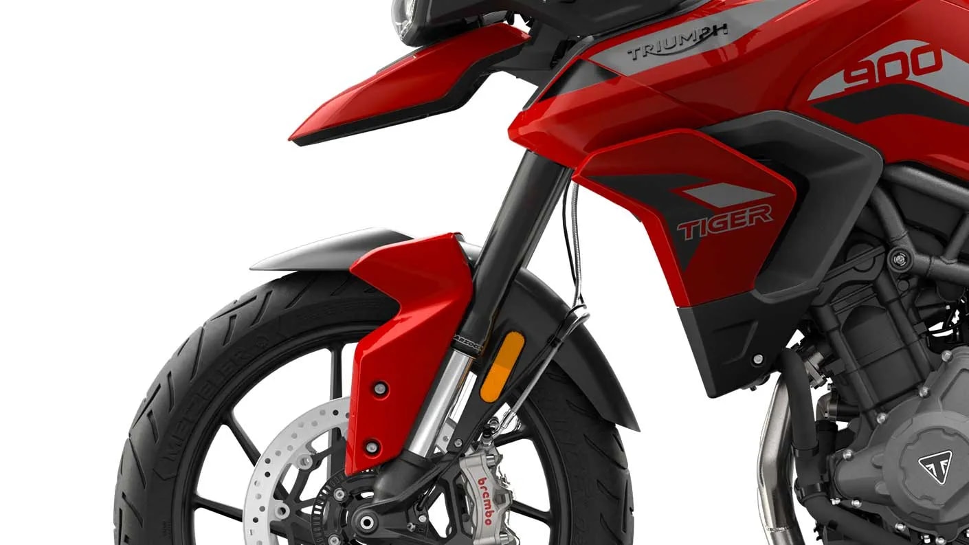 CGI close-up of Tiger 900 GT suspension