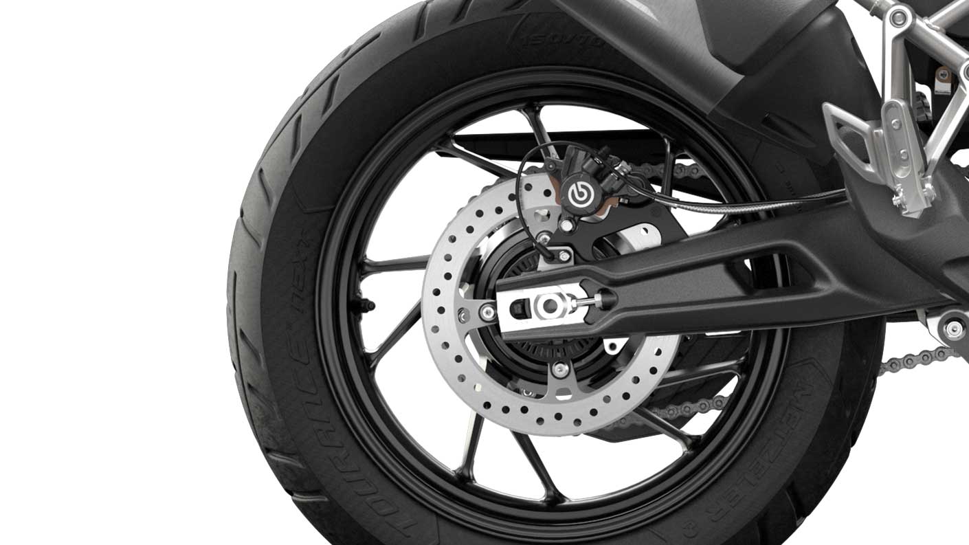 CGI close-up of Tiger 900 GT Low's wheel