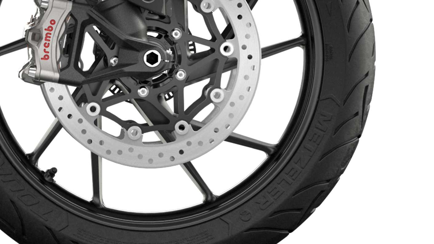 CGI close up of Tiger 900 GT Low cast wheel