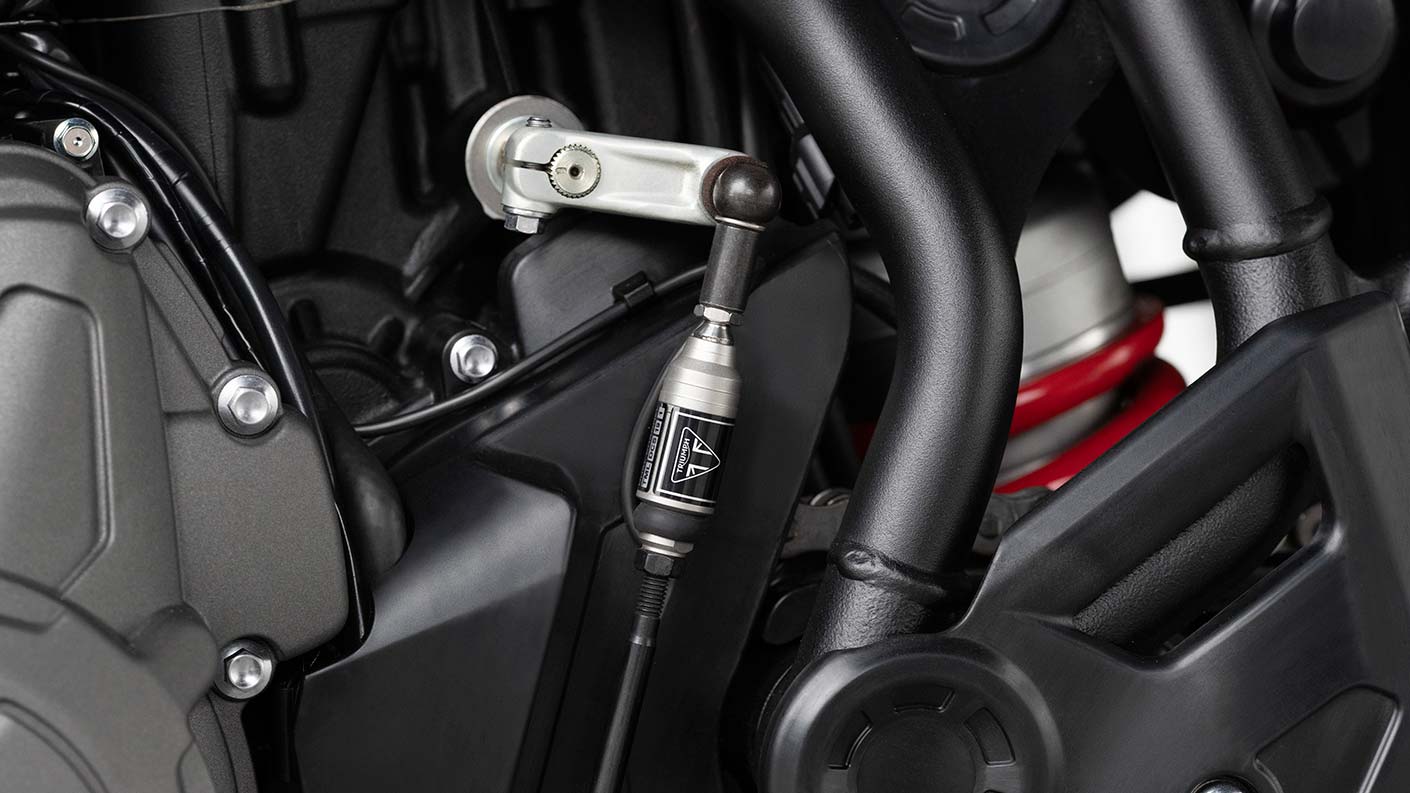 Close-up of Tiger 900 GT Pro quickshifter