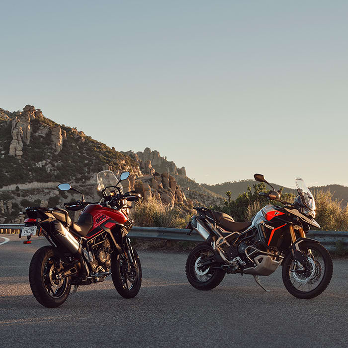 Triumph Tiger 900 GT Pro & Rally Pro at sunset