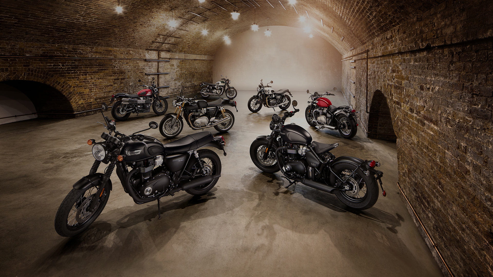 Triumph Motorcycles Classic bikes in warehouse