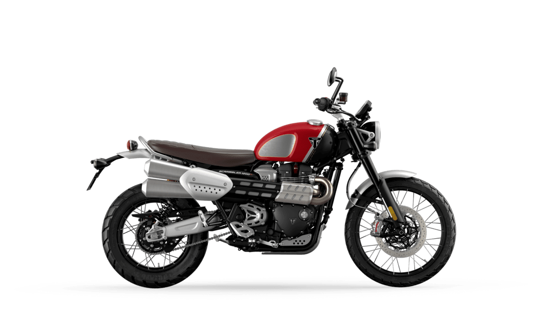 Scrambler 1200 XC goldline in carnival red and storm grey MY22