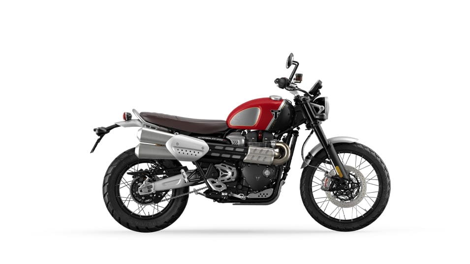 Scrambler 1200 XC goldline in carnival red and storm grey MY22
