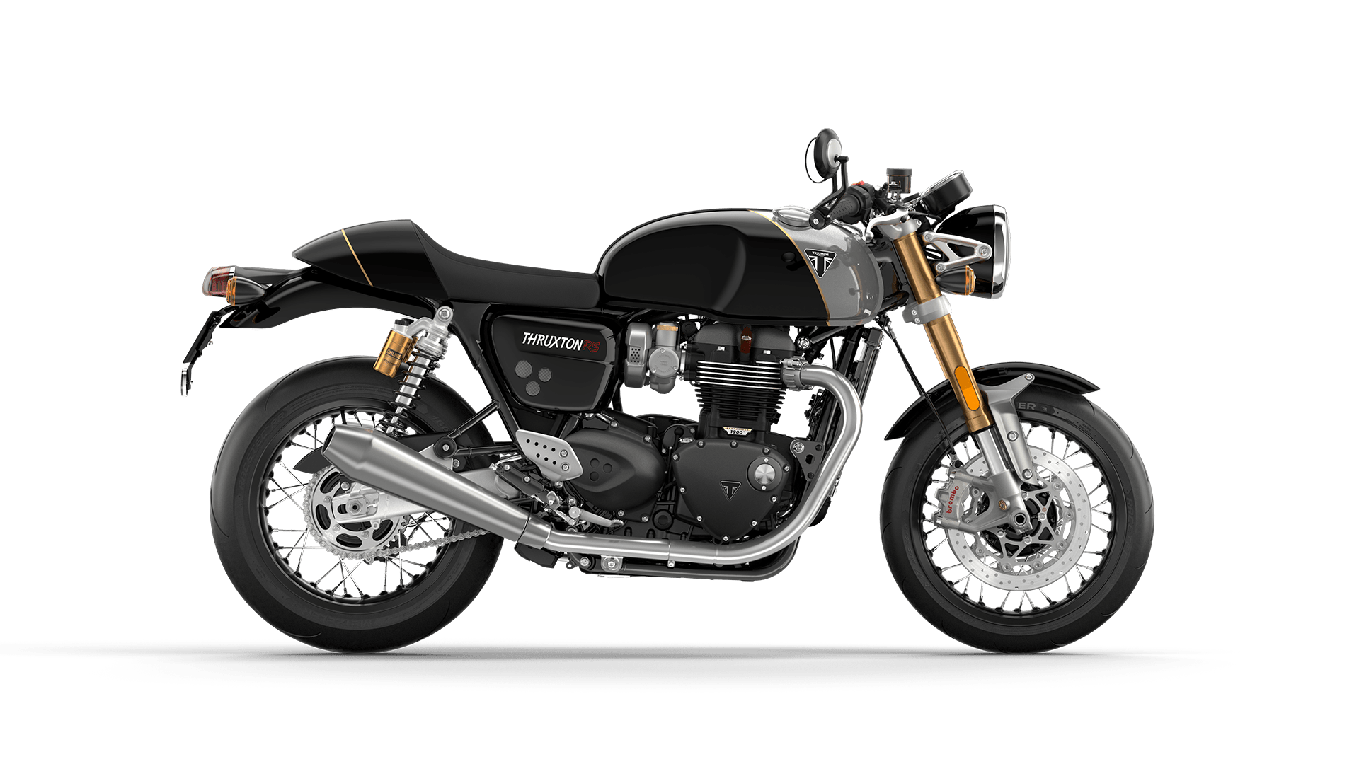 CGI of the Triumph Thruxton RS in Jet Black and Silver Ice