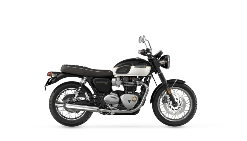 CGI of the Triumph Bonneville T120 in Jet Black and Fusion White