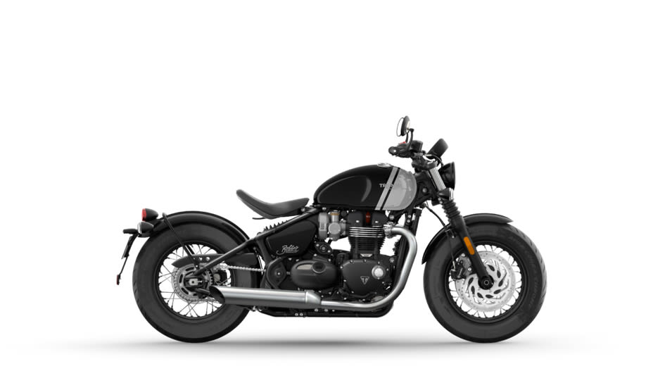 CGI of the Triumph Bonneville Bobber in Ash Gray and Jet black