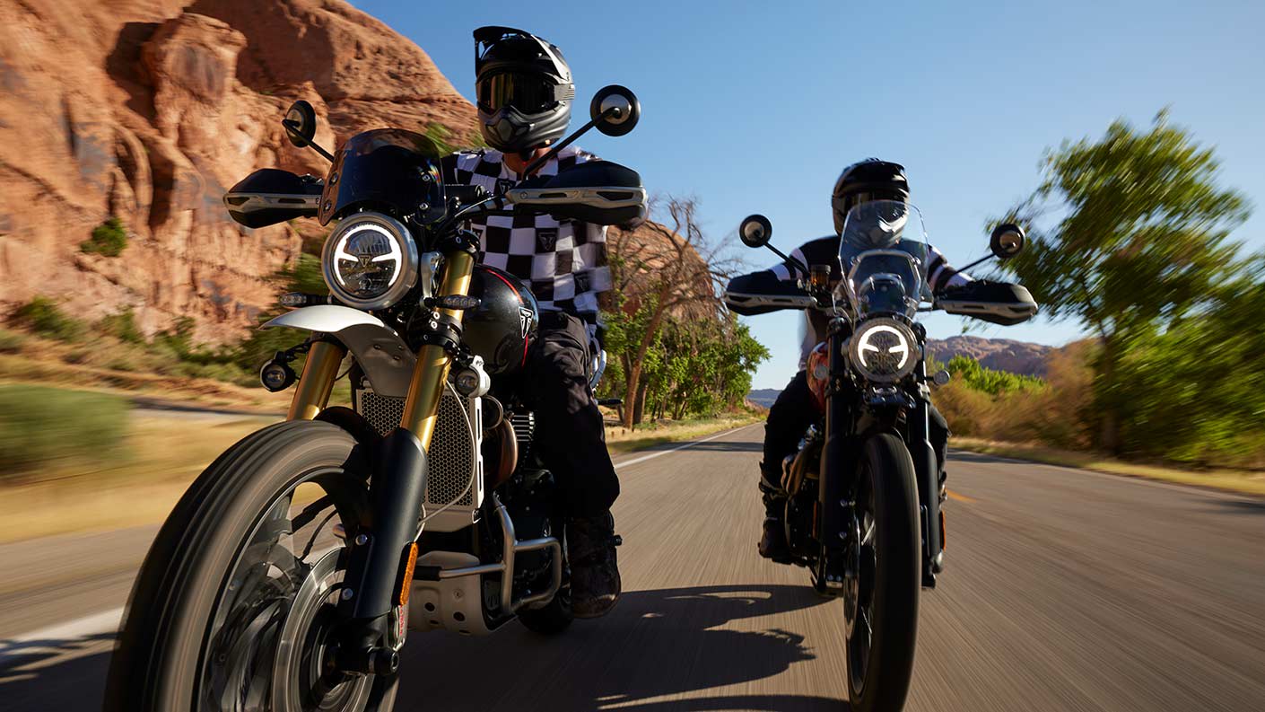 Triumph Scrambler In Action Front View